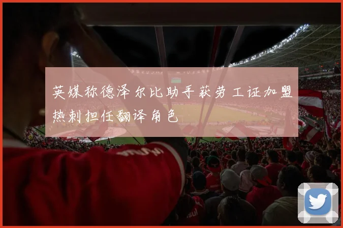 英媒称德泽尔比助手获劳工证加盟热刺担任翻译角色